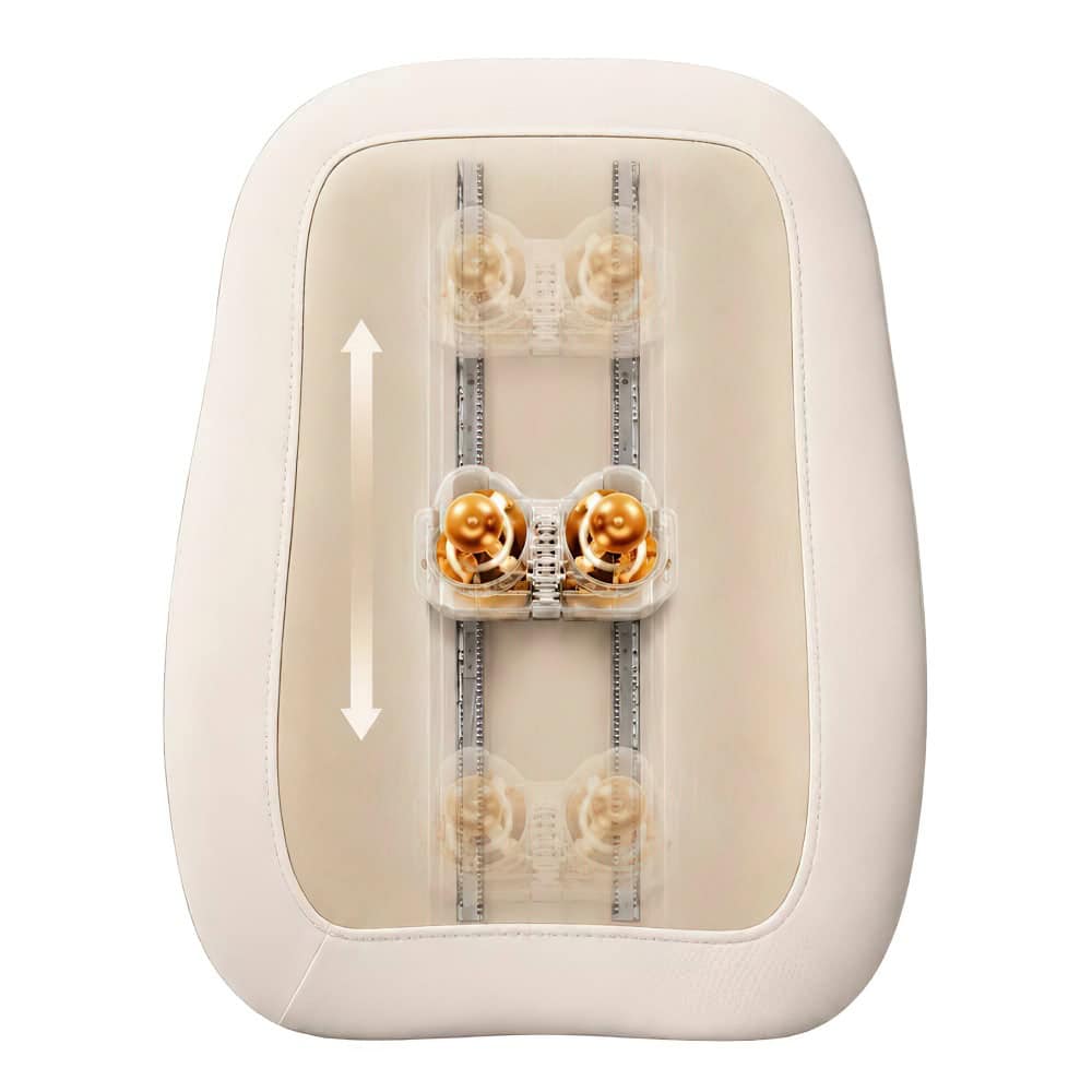 Mécanisme du coussin de massage avec têtes sur rails verticaux