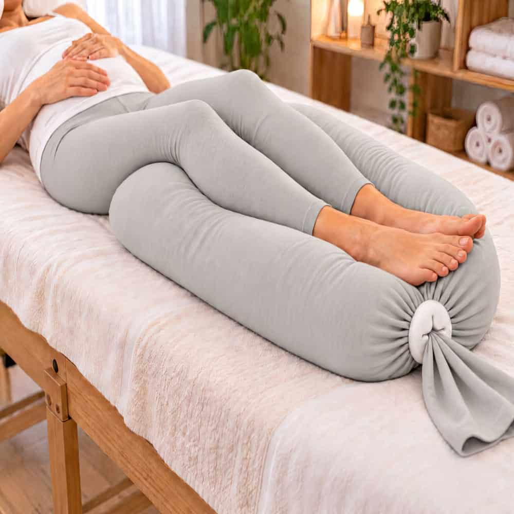 Coussin de positionnement grossesse autour des jambes