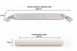 Dimensions du coussin de positionnement pour femme enceinte